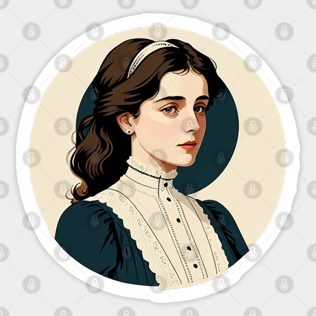 Edwardian Gibson Girl with Tired Eyes Sticker by CursedContent